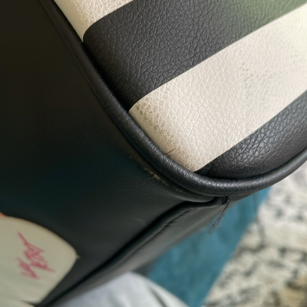 Betsey Johnson Black and White Striped Bag with Rainbow Design - Picture 12 of 13